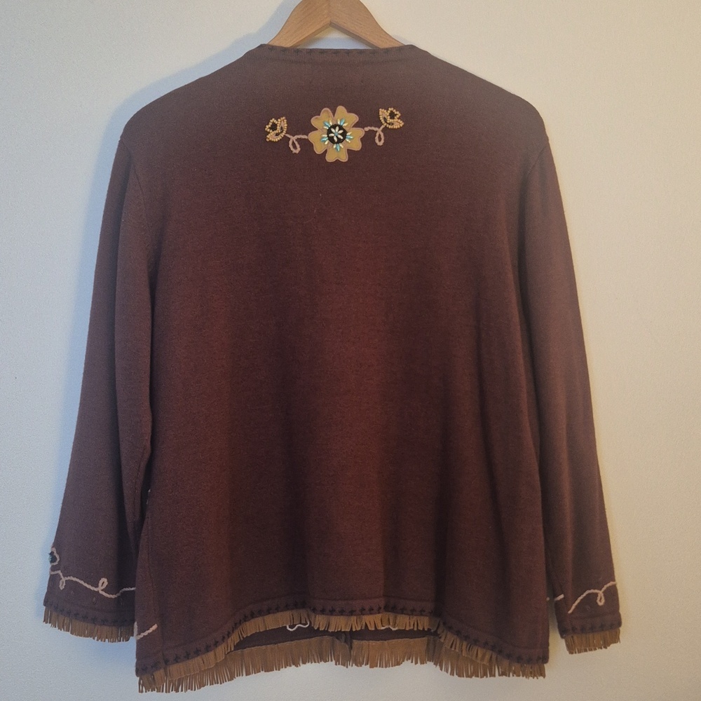 Berek by Takako Sakon Vintage Boho Cowgirl Beaded Cardigan & Tank Set XL - Picture 3 of 13
